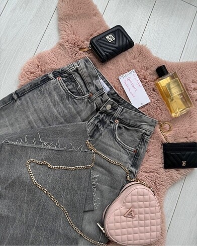 36 Beden gri Renk ZARA TRF HIGH-RISE WIDE LEG JEAN