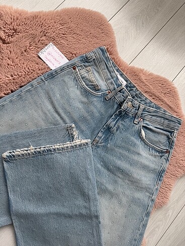 Zara ZARA TAŞLI TRF HIGH-RISE WIDE LEG JEAN