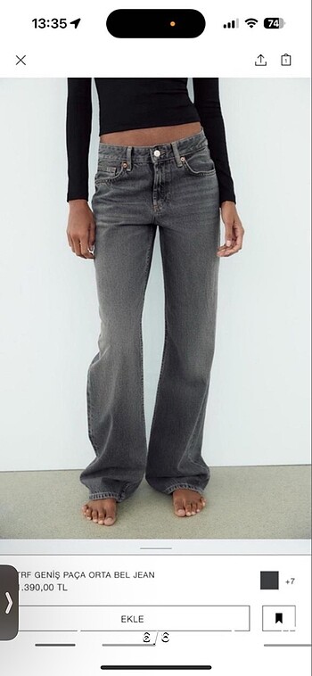 36 Beden siyah Renk Zara WIDE LEG JEAN