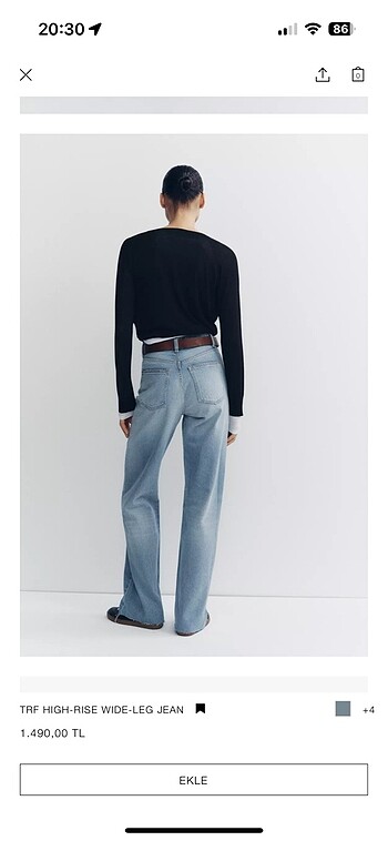 Zara Zara yüksek bel wıde leg jean