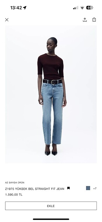 36 Beden mavi Renk Zara z1975 straight fıt jean