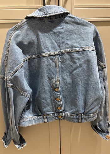 Düğmeli Mavi Denim Kadın Ceket - Görsel 4