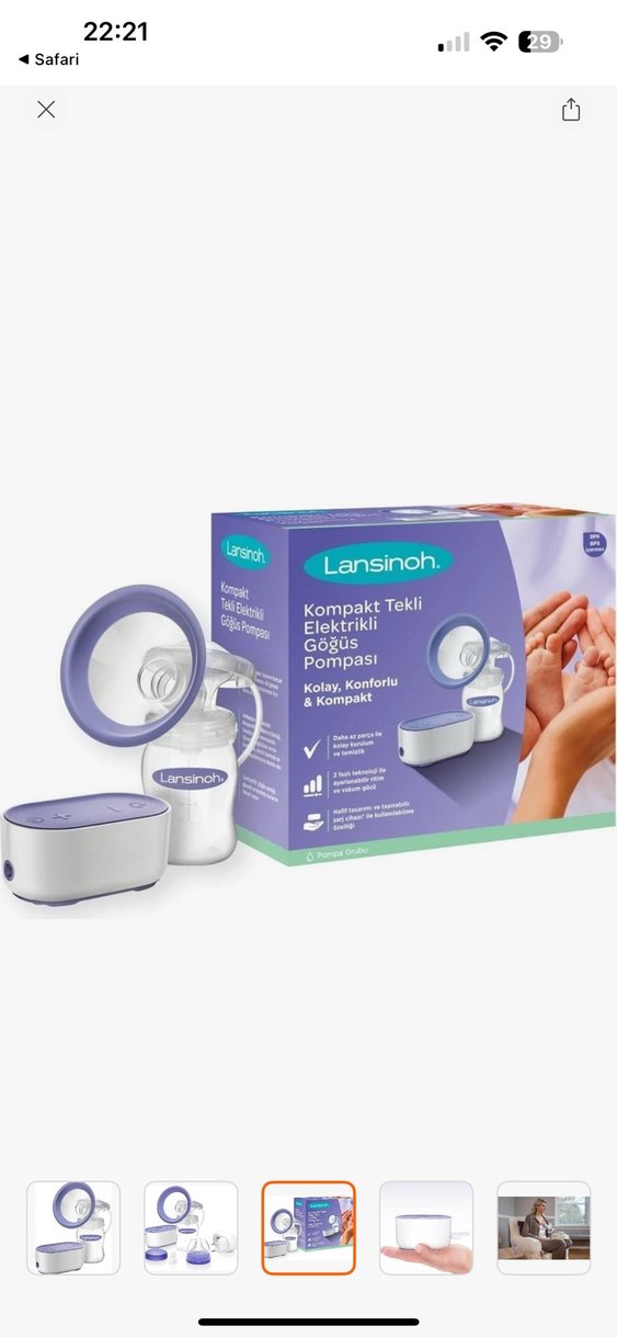 Lansinoh Mavi Göğüs Pompası Seti - Görsel 2