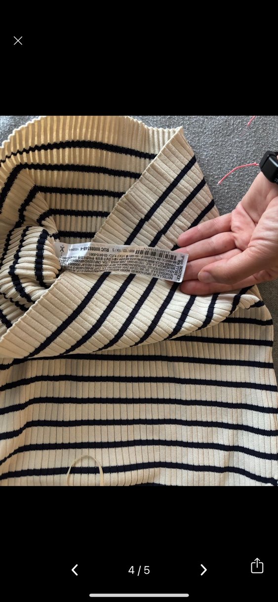 Çizgili Kısa Kollu Kadın Triko - Görsel 4