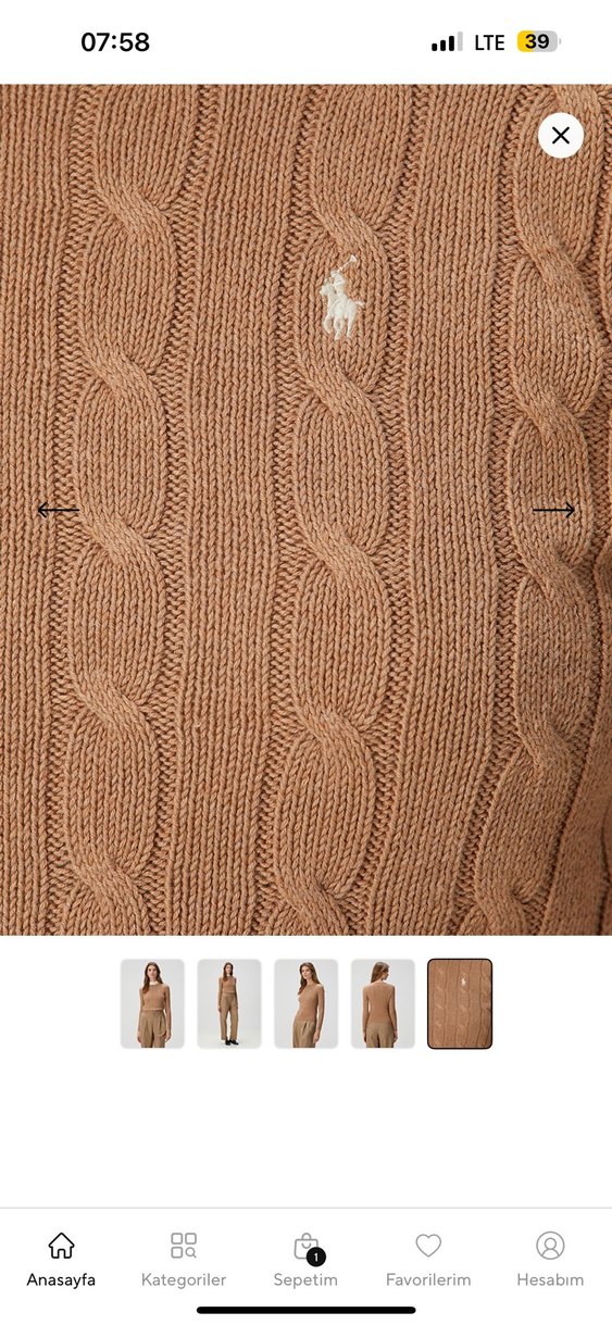 Bej Kadın Örgü Kazak - Görsel 2
