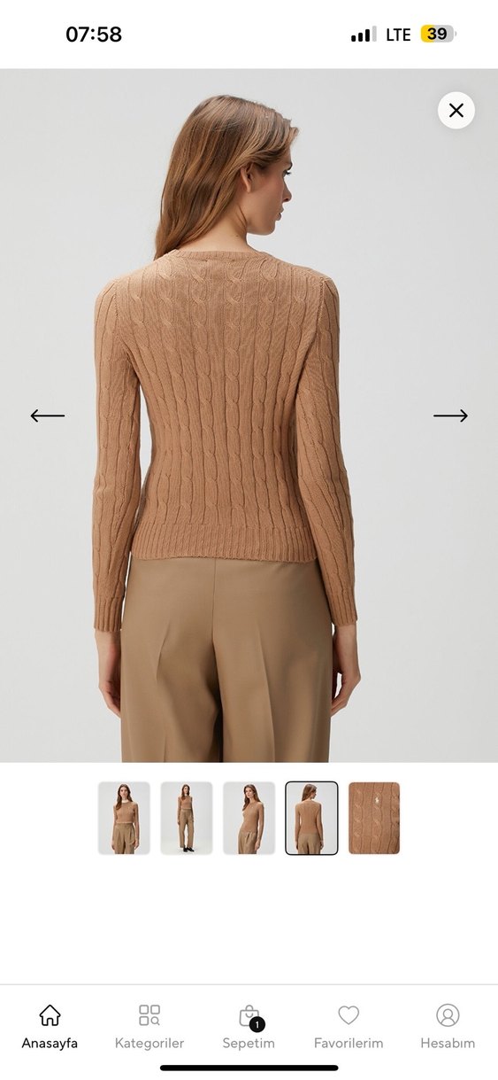 Bej Kadın Örgü Kazak - Görsel 3