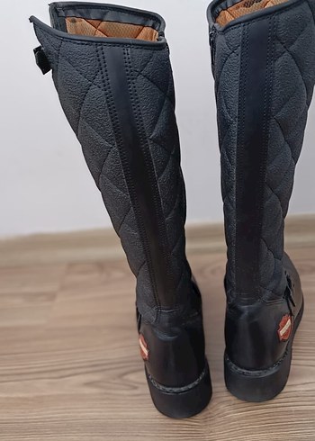 Kadın Siyah Tokalı Biker Dizüstü Çizme - Görsel 5