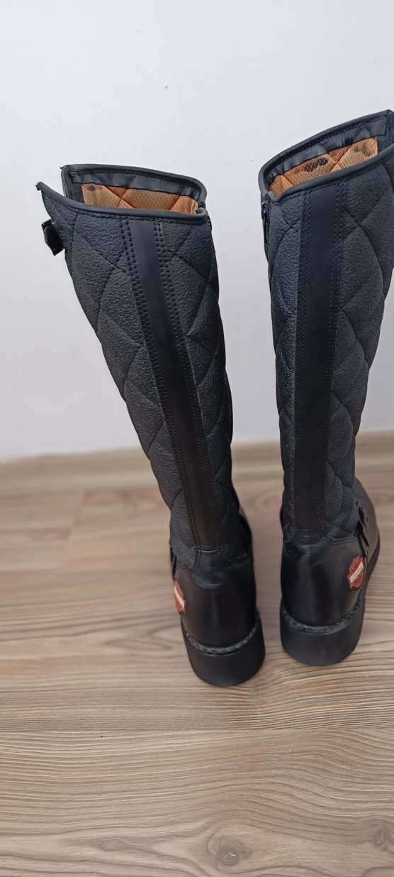 Kadın Siyah Tokalı Biker Dizüstü Çizme - Görsel 5