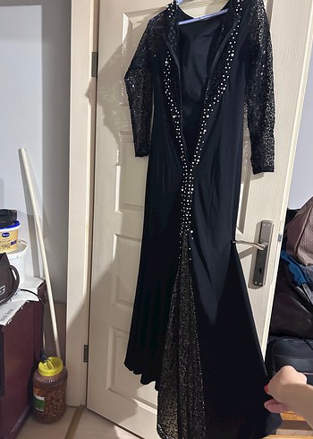 Abiye Uzun Siyah Gotik Drapeli Abiye Elbise