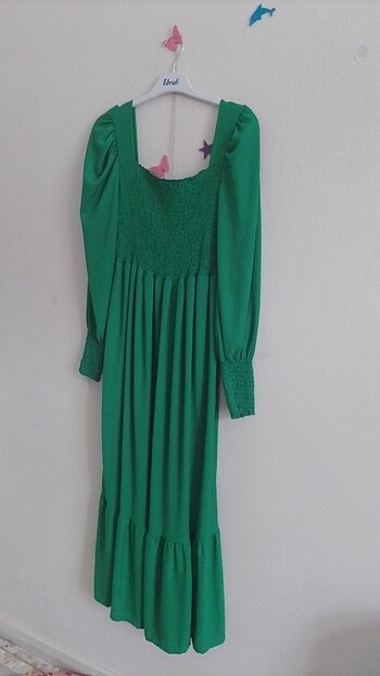m Beden günlük kadın yeşil elbise 