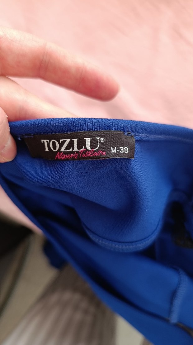 Uzun Lacivert V Yaka Dantelli Kadın Abiye Elbise - Görsel 5