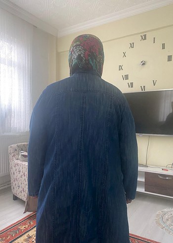 Düğmeli Lacivert Midi Denim Ceket - Görsel 4