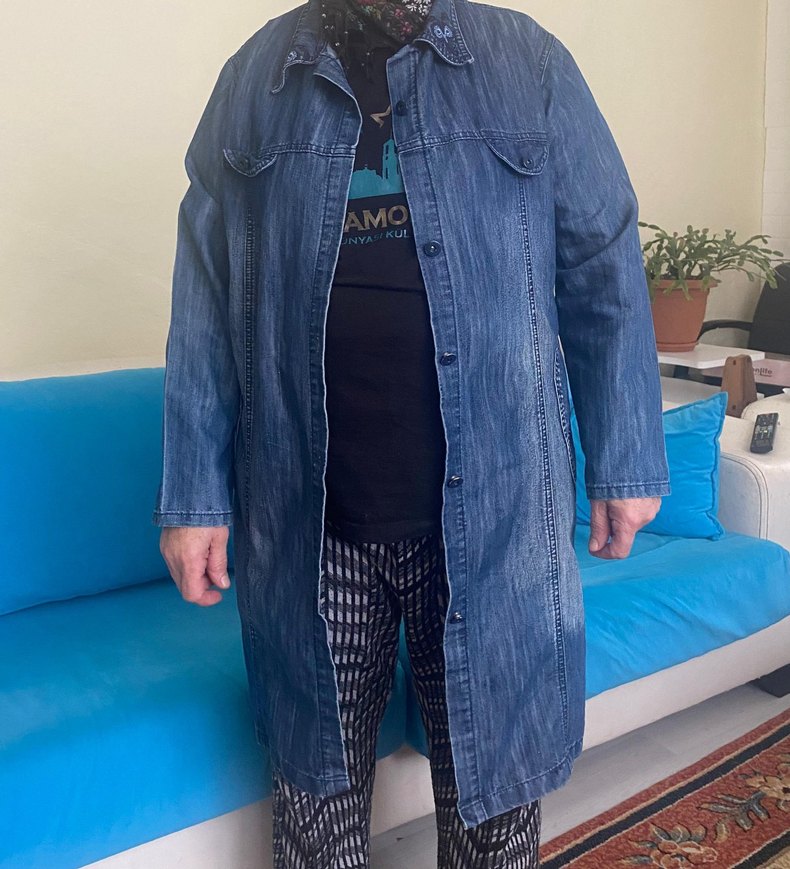 Düğmeli Lacivert Midi Denim Ceket - Görsel 2