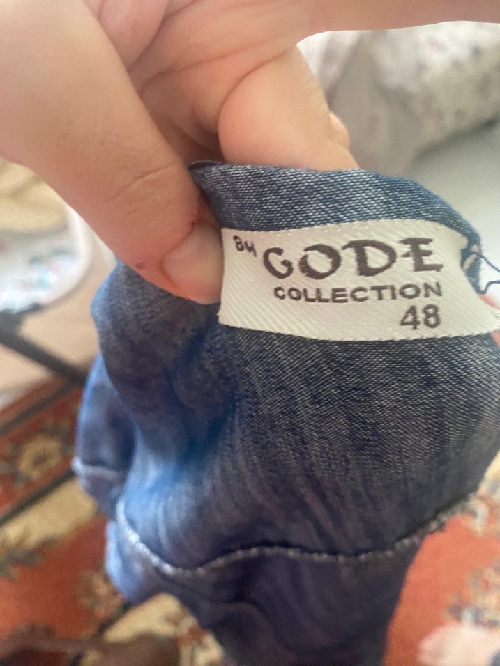 Düğmeli Lacivert Midi Denim Ceket - Görsel 5