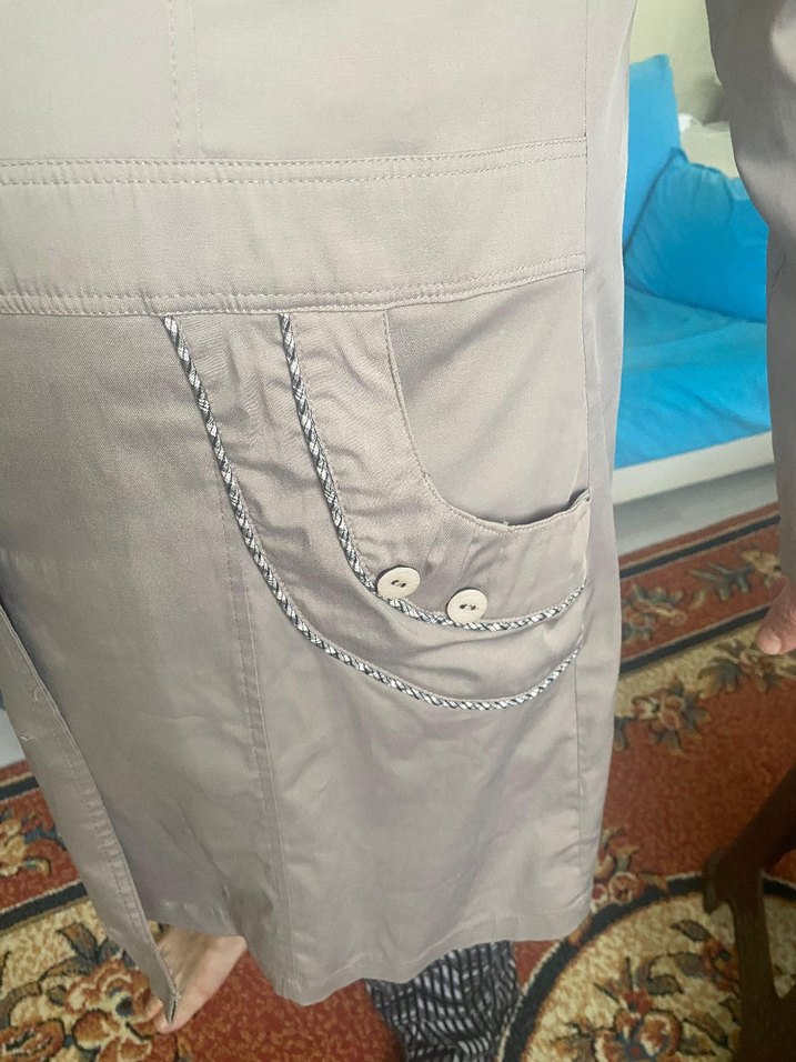 Düğmeli Bej Midi Kadın Trençkot - Görsel 2