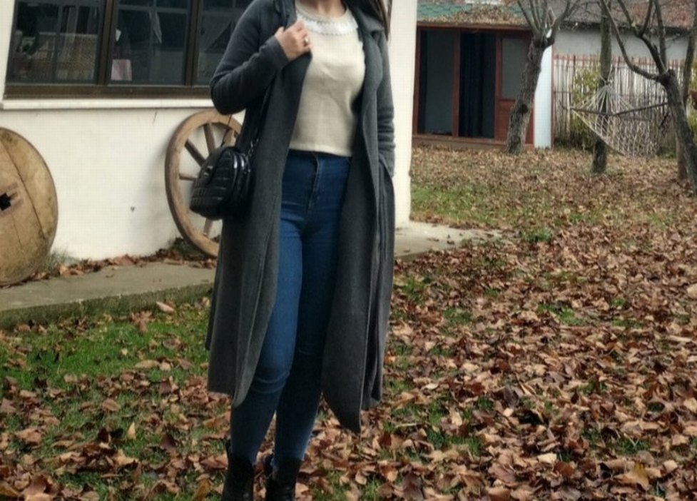 Antrasit Kuşaklı Kaşe Kaban - Görsel 2