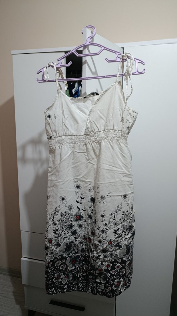 V Yaka Bohem Midi Elbise - Görsel 3