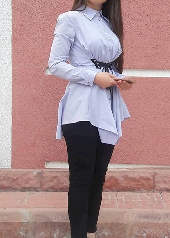 Bel Detaylı Gömlek - Görsel 2