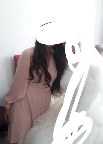 Drapeli V Yakalı Midi  Elbise - Görsel 4