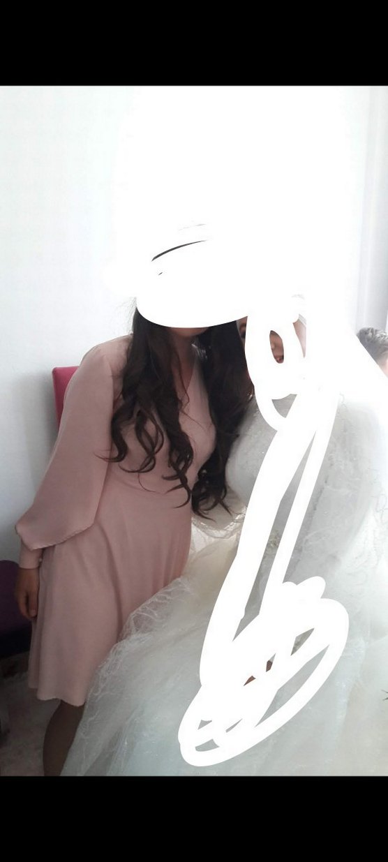 Drapeli V Yakalı Midi  Elbise - Görsel 4