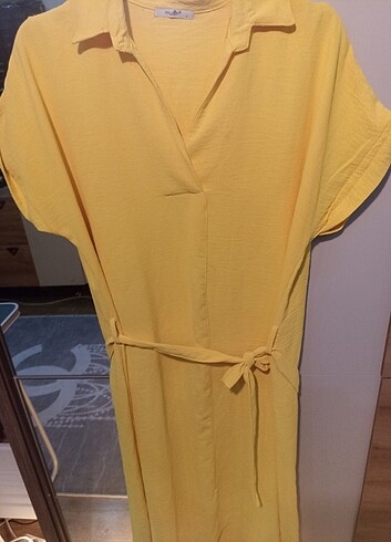 l Beden sarı Renk Günlük elbise 