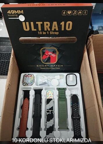 WATCH 10 ULTRA DEV EKRAN AKILLI SAAT 10 KORDONLU 