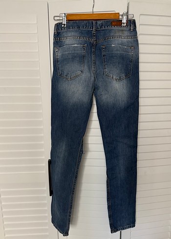 Kadın Mavi Denim Yırtık Boyfriend Jean - Görsel 3