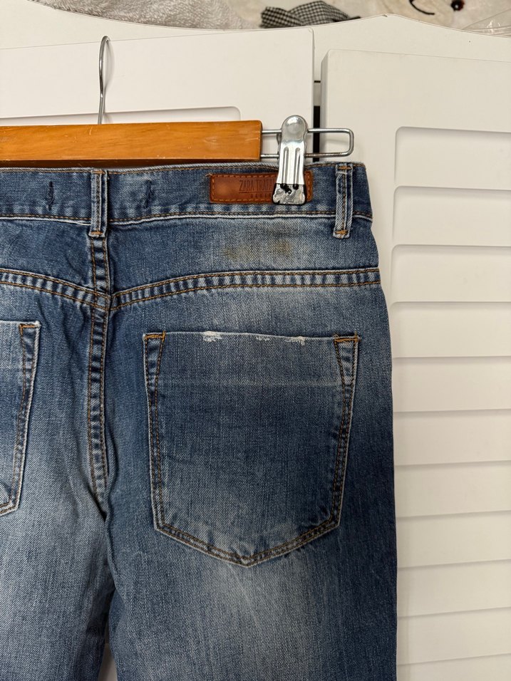 Kadın Mavi Denim Yırtık Boyfriend Jean - Görsel 4