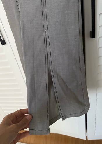 Gri Kemerli Kadın Pantolon - Görsel 2