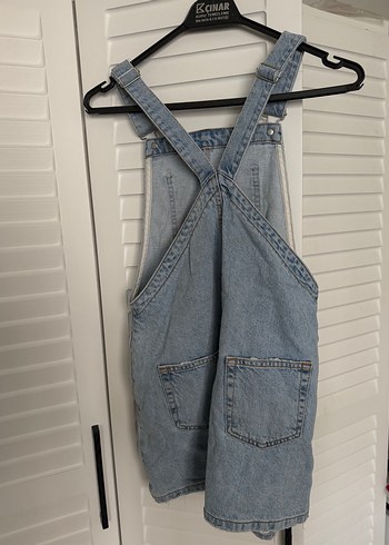 Kadın Mavi Kot Salopet - Görsel 3