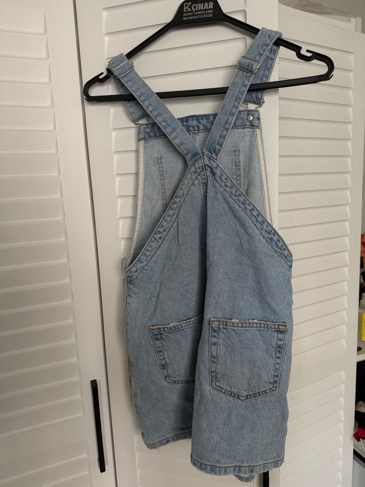 Kadın Mavi Kot Salopet - Görsel 3