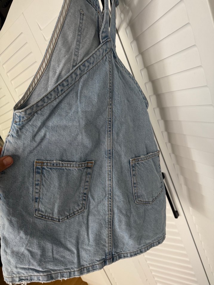 Kadın Mavi Kot Salopet - Görsel 2