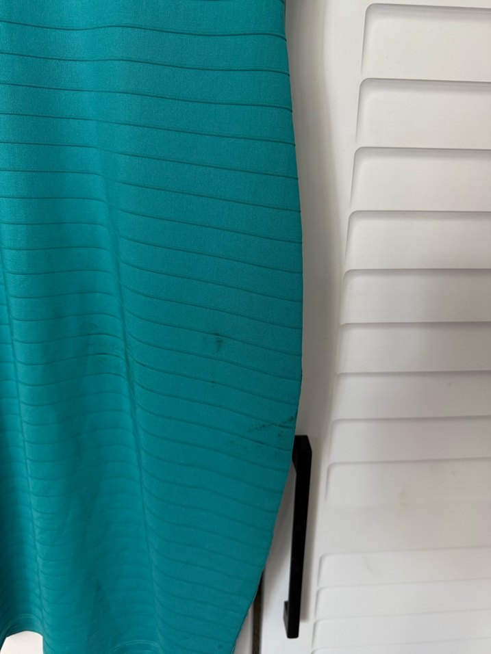 V Yaka Turkuaz Kadın Elbise - Görsel 3