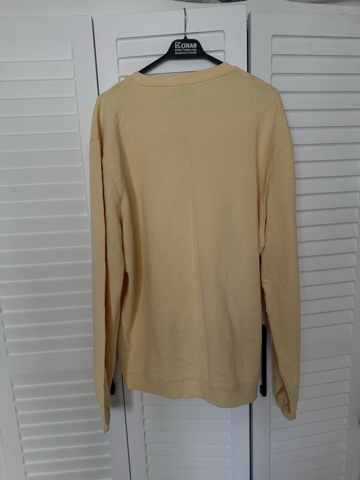Sarı Pamuklu Uzun Kollu Sweatshirt - Görsel 4