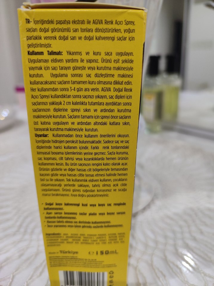 Agiva Doğal Renk Saç Açıcı Sprey - Görsel 3