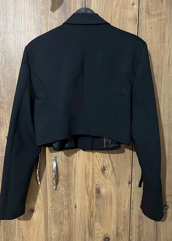 42 Beden Siyah Mini Düğmeli Kadın Blazer