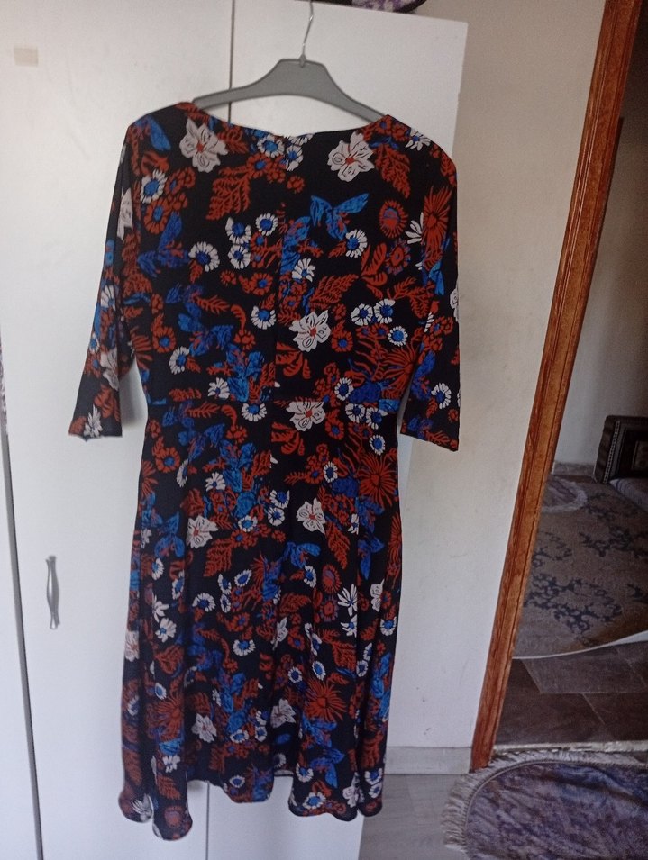 Çiçek Desenli Midi Bohem Elbise - Görsel 2