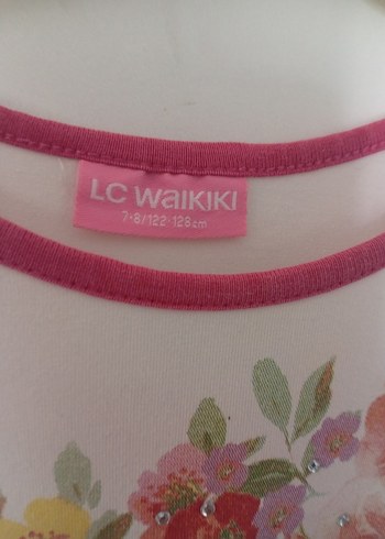 LC Waikiki Çiçek Desenli Kız Çocuk Pembe Tül Elbise