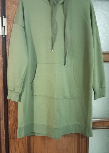 Uzun Kesim Yeşil Kadın Sweatshirt