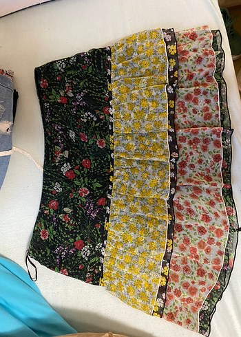 Yeşil Çiçekli Mini Etek - Görsel 5