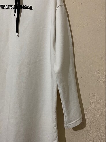 universal Beden beyaz Renk Kapüşonlu Sweat Tunik
