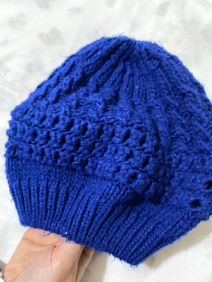 Kadın Mavi Örgü Bere - Görsel 2