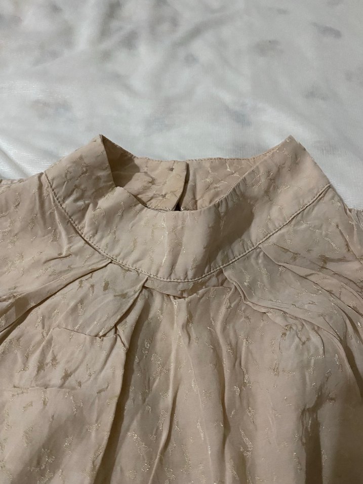 Siyah Kolsuz Keten Yüksek Yakalı Kadın Bluz - Görsel 2