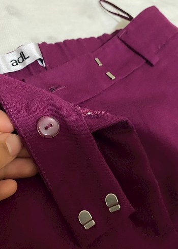 Kadın Mor Midi Saten Kumaş Pantolon - Görsel 2