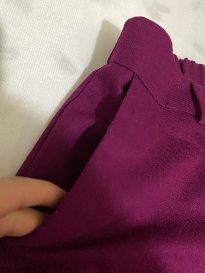 Kadın Mor Midi Saten Kumaş Pantolon - Görsel 4