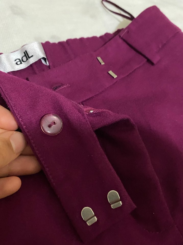 Kadın Mor Midi Saten Kumaş Pantolon - Görsel 2