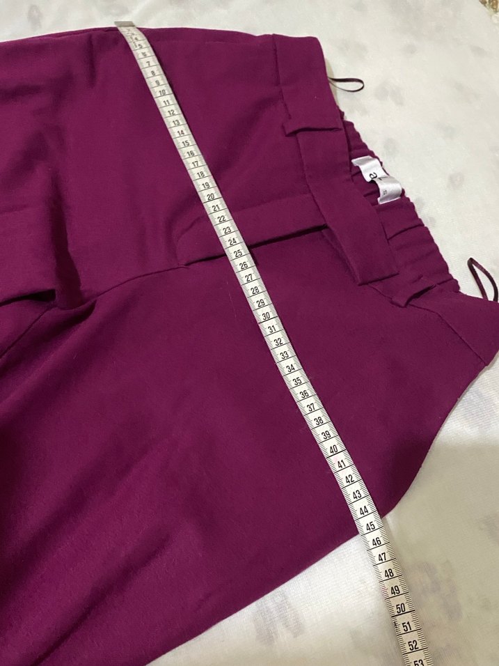 Kadın Mor Midi Saten Kumaş Pantolon - Görsel 5