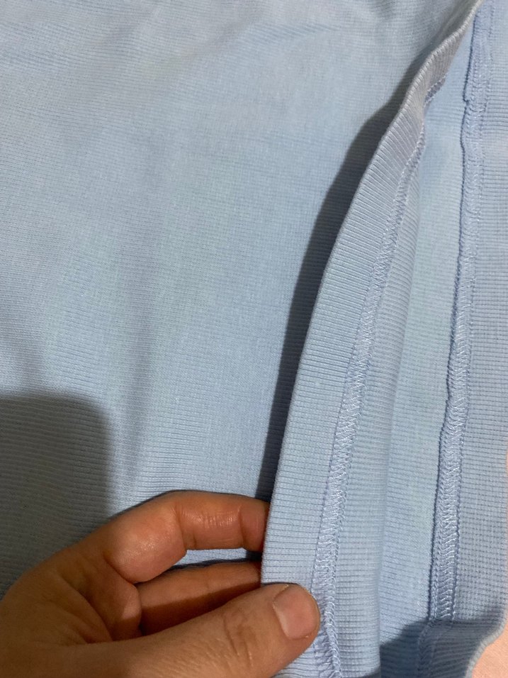 Düğmeli Mavi Uzun Kollu Tişört - Görsel 4