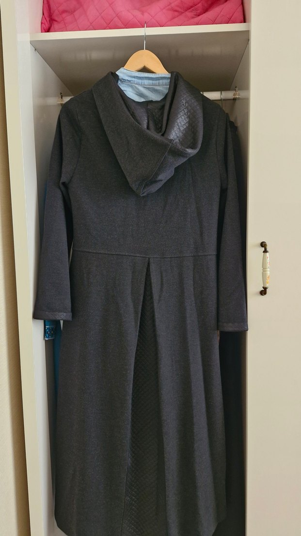 Kadın Gri Uzun Fermuarlı pardesü - Görsel 2