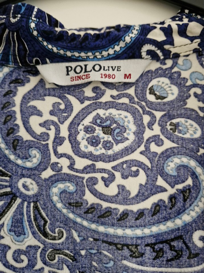 Düğmeli Uzun Mavi Bohem Desenli tunik - Görsel 2